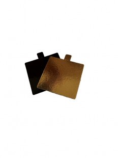 Cake board gold/black square with tab