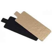 Cake board gold/black oblong with tab